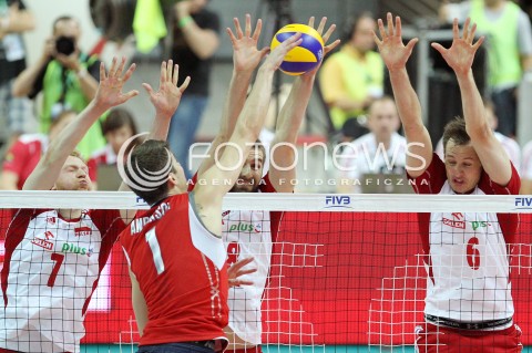  05.07.2013 KATOWICE SPODEK<br />SIATKOWKA MEZCZYZN LIGA SWIATOWA 2013<br />FIVB VOLLEYBALL WORLD LEAGUE 2013 POLSKA - USA <br />N/Z JAKUB JAROSZ BARTOSZ KUREK MARCIN MOZDZONEK MATTHEW ANDERSON  <br /> 