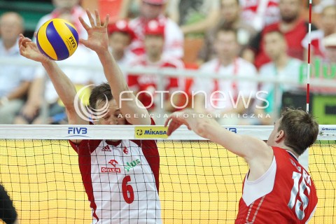  05.07.2013 KATOWICE SPODEK<br />SIATKOWKA MEZCZYZN LIGA SWIATOWA 2013<br />FIVB VOLLEYBALL WORLD LEAGUE 2013 POLSKA - USA <br />N/Z BARTOSZ KUREK CARSON CLARK  <br /> 