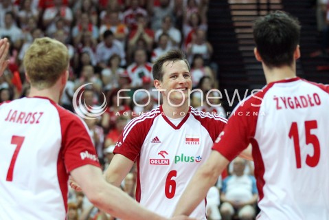  05.07.2013 KATOWICE SPODEK<br />SIATKOWKA MEZCZYZN LIGA SWIATOWA 2013<br />FIVB VOLLEYBALL WORLD LEAGUE 2013 POLSKA - USA <br />N/Z BARTOSZ KUREK JAKUB JAROSZ LUKASZ ZYGADLO RADOSC EMOCJE  <br /> 