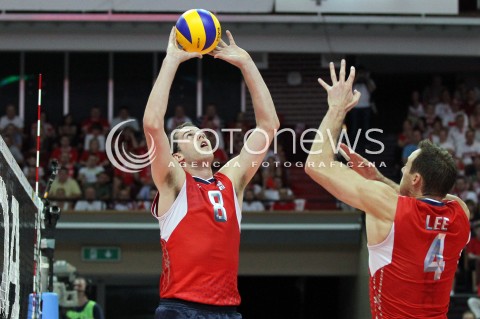  05.07.2013 KATOWICE SPODEK<br />SIATKOWKA MEZCZYZN LIGA SWIATOWA 2013<br />FIVB VOLLEYBALL WORLD LEAGUE 2013 POLSKA - USA <br />N/Z KYLE CALDWELL DAVID LEE  <br /> 