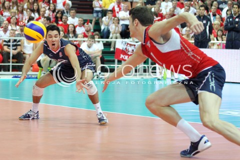  05.07.2013 KATOWICE SPODEK<br />SIATKOWKA MEZCZYZN LIGA SWIATOWA 2013<br />FIVB VOLLEYBALL WORLD LEAGUE 2013 POLSKA - USA <br />N/Z ERIK SHOJI MATTHEW ANDERSON  <br /> 
