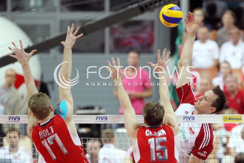  05.07.2013 KATOWICE SPODEK<br />SIATKOWKA MEZCZYZN LIGA SWIATOWA 2013<br />FIVB VOLLEYBALL WORLD LEAGUE 2013 POLSKA - USA <br />N/Z BARTOSZ KUREK CARSON CLARK MAXWELL HOLT  <br /> 