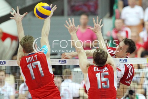  05.07.2013 KATOWICE SPODEK<br />SIATKOWKA MEZCZYZN LIGA SWIATOWA 2013<br />FIVB VOLLEYBALL WORLD LEAGUE 2013 POLSKA - USA <br />N/Z BARTOSZ KUREK CARSON CLARK MAXWELL HOLT  <br /> 
