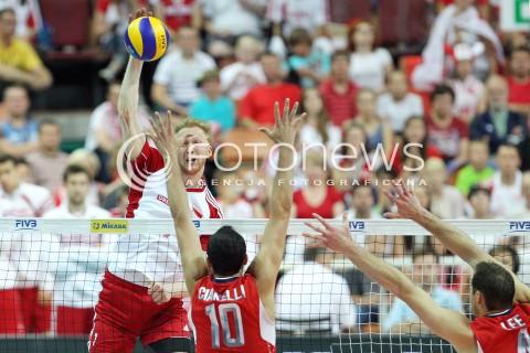  05.07.2013 KATOWICE SPODEK<br />SIATKOWKA MEZCZYZN LIGA SWIATOWA 2013<br />FIVB VOLLEYBALL WORLD LEAGUE 2013 POLSKA - USA <br />N/Z JAKUB JAROSZ ANTONIO CIARELLI DAVID LEE  <br /> 