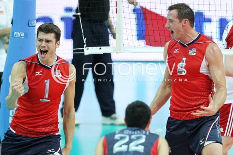  05.07.2013 KATOWICE SPODEK<br />SIATKOWKA MEZCZYZN LIGA SWIATOWA 2013<br />FIVB VOLLEYBALL WORLD LEAGUE 2013 POLSKA - USA <br />N/Z MATTHEW ANDERSON DAVID LEE ERIK SHOJI RADOSC EMOCJE  <br /> 