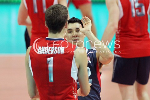 05.07.2013 KATOWICE SPODEK<br />SIATKOWKA MEZCZYZN LIGA SWIATOWA 2013<br />FIVB VOLLEYBALL WORLD LEAGUE 2013 POLSKA - USA <br />N/Z ERIK SHOJI MATTHEW ANDERSON  <br /> 
