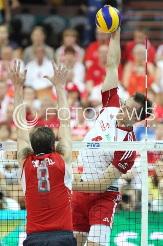  05.07.2013 KATOWICE SPODEK<br />SIATKOWKA MEZCZYZN LIGA SWIATOWA 2013<br />FIVB VOLLEYBALL WORLD LEAGUE 2013 POLSKA - USA <br />N/Z BARTOSZ KUREK KYLE CALDWELL  <br /> 
