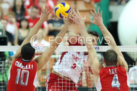  05.07.2013 KATOWICE SPODEK<br />SIATKOWKA MEZCZYZN LIGA SWIATOWA 2013<br />FIVB VOLLEYBALL WORLD LEAGUE 2013 POLSKA - USA <br />N/Z MICHAL WINIARSKI ANTONIO CIARELLI DAVID LEE  <br /> 