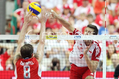  05.07.2013 KATOWICE SPODEK<br />SIATKOWKA MEZCZYZN LIGA SWIATOWA 2013<br />FIVB VOLLEYBALL WORLD LEAGUE 2013 POLSKA - USA <br />N/Z MICHAL WINIARSKI KYLE CALDWELL  <br /> 