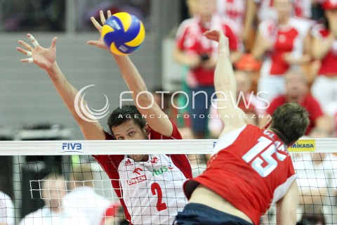  05.07.2013 KATOWICE SPODEK<br />SIATKOWKA MEZCZYZN LIGA SWIATOWA 2013<br />FIVB VOLLEYBALL WORLD LEAGUE 2013 POLSKA - USA <br />N/Z MICHAL WINIARSKI CARSON CLARK  <br /> 