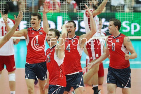  05.07.2013 KATOWICE SPODEK<br />SIATKOWKA MEZCZYZN LIGA SWIATOWA 2013<br />FIVB VOLLEYBALL WORLD LEAGUE 2013 POLSKA - USA <br />N/Z MATTHEW ANDERSON CARSON CLARK KYLE CALDWELL DAVID LEE RADOSC EMOCJE  <br /> 