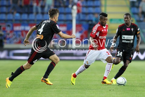  19.07.2013 KRAKOW <br />PILKA NOZNA POLSKA T-MOBILE EKSTRAKLASA SEZON 2013/2014 FOOTBALL POLISH EKSTRAKLASA SEASON 2013/2014 WISLA KRAKOW - GORNIK ZABRZE<br />N/Z EMMANUEL SARKI PREJUCE NAKOULMA RAFAL KOSZNIK<br /> 