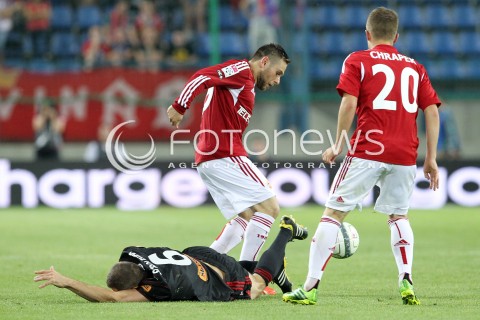  19.07.2013 KRAKOW <br />PILKA NOZNA POLSKA T-MOBILE EKSTRAKLASA SEZON 2013/2014 FOOTBALL POLISH EKSTRAKLASA SEASON 2013/2014 WISLA KRAKOW - GORNIK ZABRZE<br />N/Z PATRYK MALECKI RADOSLAW SOBOLEWSKI MICHAL CHRAPEK <br /> 