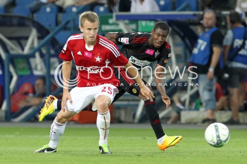  19.07.2013 KRAKOW <br />PILKA NOZNA POLSKA T-MOBILE EKSTRAKLASA SEZON 2013/2014 FOOTBALL POLISH EKSTRAKLASA SEASON 2013/2014 WISLA KRAKOW - GORNIK ZABRZE<br />N/Z PAWEL STOLARSKI PREJUCE NAKOULMA <br /> 