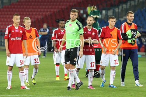  19.07.2013 KRAKOW <br />PILKA NOZNA POLSKA T-MOBILE EKSTRAKLASA SEZON 2013/2014 FOOTBALL POLISH EKSTRAKLASA SEASON 2013/2014 WISLA KRAKOW - GORNIK ZABRZE<br />N/Z DAWID KAMINSKI D31 MICHALMISKIEWICZ OSTOJA STJEPANOVIC PODZIEKOWANIE KIBICOM<br /> 