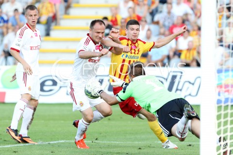  29.07.2013 KRAKOW <br />
PILKA NOZNA POLSKA T-MOBILE EKSTRAKLASA SEZON 2013/2014 FOOTBALL POLISH EKSTRAKLASA SEASON 2013/2014 KORONA KIELCE - WISLA KRAKOW<br />
N/Z MICHAL MISKIEWICZ ARKADIUSZ GLOWACKI DANIEL GOLEBIEWSKI<br />
 