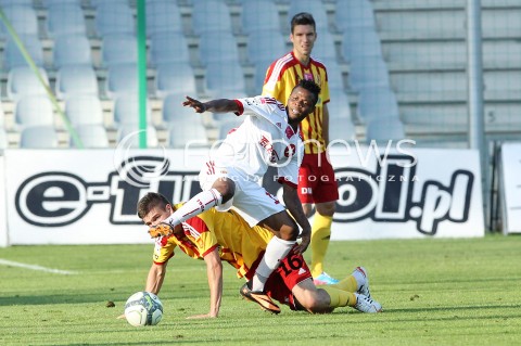  29.07.2013 KRAKOW <br />PILKA NOZNA POLSKA T-MOBILE EKSTRAKLASA SEZON 2013/2014 FOOTBALL POLISH EKSTRAKLASA SEASON 2013/2014 KORONA KIELCE - WISLA KRAKOW<br />N/Z EMMANUEL SARKI ARTUR LENARTOWSKI<br /> 
