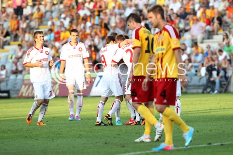  29.07.2013 KRAKOW <br />PILKA NOZNA POLSKA T-MOBILE EKSTRAKLASA SEZON 2013/2014 FOOTBALL POLISH EKSTRAKLASA SEASON 2013/2014 KORONA KIELCE - WISLA KRAKOW<br />N/Z RADOSC BRAMKA GOL WISLA<br /> 