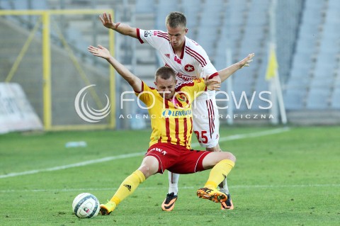  29.07.2013 KRAKOW <br />PILKA NOZNA POLSKA T-MOBILE EKSTRAKLASA SEZON 2013/2014 FOOTBALL POLISH EKSTRAKLASA SEASON 2013/2014 KORONA KIELCE - WISLA KRAKOW<br />N/Z PAWEL STOLARSKI LUKASZ SIERPINA<br /> 