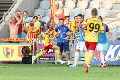  29.07.2013 KRAKOW <br />PILKA NOZNA POLSKA T-MOBILE EKSTRAKLASA SEZON 2013/2014 FOOTBALL POLISH EKSTRAKLASA SEASON 2013/2014 KORONA KIELCE - WISLA KRAKOW<br />N/Z PAWEL SOBOLEWSKI RADOSC BRAMKA GOL<br /> 