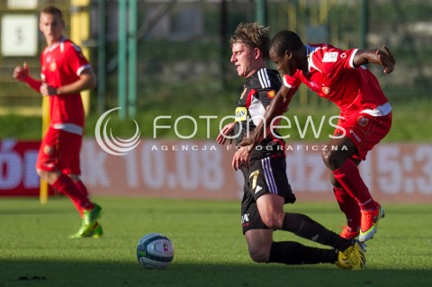 03.08.2013 LODZ PILKA NOZNA T-MOBILE EKSTRAKLASA SEZON 2013/2014 FOOTBALL POLISH EKSTRAKLASA SEASON WIDZEW LODZ - KORONA KIELCE N/Z  PRINCEWILL OKACHI JACEK KIELB  