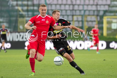  03.08.2013 LODZ PILKA NOZNA T-MOBILE EKSTRAKLASA SEZON 2013/2014 FOOTBALL POLISH EKSTRAKLASA SEASON WIDZEW LODZ - KORONA KIELCE N/Z RAFAL AUGUSTYNIAK DANIEL GOLEBIEWSKI  