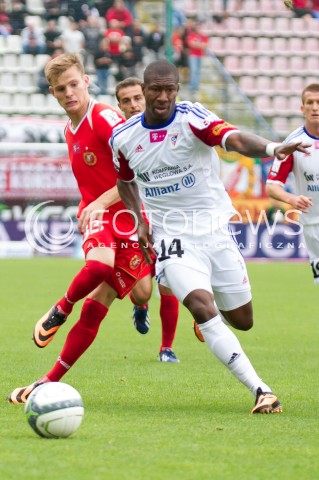  10.08.2013 LODZ PILKA NOZNA T-MOBILE EKSTRAKLASA SEZON 2013/2014 FOOTBALL POLISH EKSTRAKLASA SEASON WIDZEW LODZ - GORNIK ZABRZE N/Z NIGUIMBE NAKOULMA BARTLOMIEJ KASPRZAK  