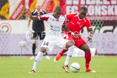  10.08.2013 LODZ PILKA NOZNA T-MOBILE EKSTRAKLASA SEZON 2013/2014 FOOTBALL POLISH EKSTRAKLASA SEASON WIDZEW LODZ - GORNIK ZABRZE N/Z NIGUIMBE NAKOULMA PRINCEWILL OKACHI  