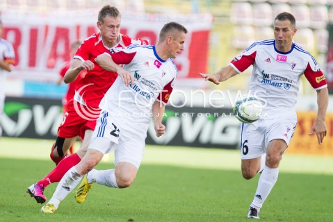  10.08.2013 LODZ PILKA NOZNA T-MOBILE EKSTRAKLASA SEZON 2013/2014 FOOTBALL POLISH EKSTRAKLASA SEASON WIDZEW LODZ - GORNIK ZABRZE N/Z EDUARDS VISNAKOVS SEWERYN GANCARCZYK RADOSLAW SOBOLEWSKI  