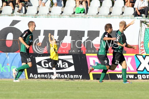  17.08.2013 STALOWA WOLA <br />PILKA NOZNA POLSKA PUCHAR POLSKI SEZON 2013/2014 FOOTBALL POLISH CUP SEASON 2013/2014 STAL STALOWA WOLA - SLASK WROCLAW<br />N/Z MICHAL BOGACZ RADOSC BRAMKA GOL<br /> 