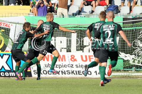  17.08.2013 STALOWA WOLA <br />PILKA NOZNA POLSKA PUCHAR POLSKI SEZON 2013/2014 FOOTBALL POLISH CUP SEASON 2013/2014 STAL STALOWA WOLA - SLASK WROCLAW<br />N/Z MICHAL BOGACZ RADOSC BRAMKA GOL<br /> 