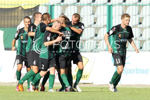  17.08.2013 STALOWA WOLA <br />PILKA NOZNA POLSKA PUCHAR POLSKI SEZON 2013/2014 FOOTBALL POLISH CUP SEASON 2013/2014 STAL STALOWA WOLA - SLASK WROCLAW<br />N/Z MICHAL BOGACZ RADOSC BRAMKA GOL<br /> 