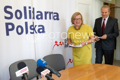  20.08.2013 RZESZOW <br />KONFERENCJA PRASOWA SOLIDARNEJ POLSKI W ZWIAZKU Z UZUPELNIAJACYMI WYBORAMI DO SENATU NA PODKARPACIU. NA KONFERENCJI POJAWILA SIE POSEL BEATA KEMPA PROMUJACA KANDYDATURE KAZIMIERZA ZIOBRO. <br />N/Z BEATA KEMPA KAZIMIERZ ZIOBRO<br /> 