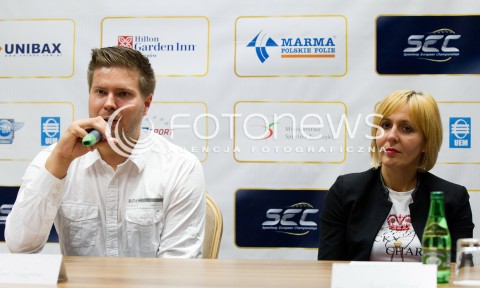  29.08.2013 RZESZOW<br />KONFERENCJA PRASOWA FIRMY ONE SPORT I PGE MARMA RZESZOW DOTYCZACA IV RUNDY INDYWIDUALNYCH MISTRZOSTW EUROPY - SPEEDWAY EUROPEAN CHAMPIONSHIPS, KTORE ODBEDA SIE W RZESZOWIE <br />N/Z MARTA POLTORAK KAROL LEJMAN<br /> 
