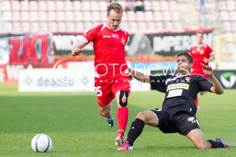  31.08.2013 LODZ PILKA NOZNA T-MOBILE EKSTRAKLASA SEZON 2013/2014 FOOTBALL POLISH EKSTRAKLASA SEASON WIDZEW LODZ -JAGIELLONIA BIALYSTOK N/Z  ALEKSJEJS VISNAKOVS JONATAN STRAUS  