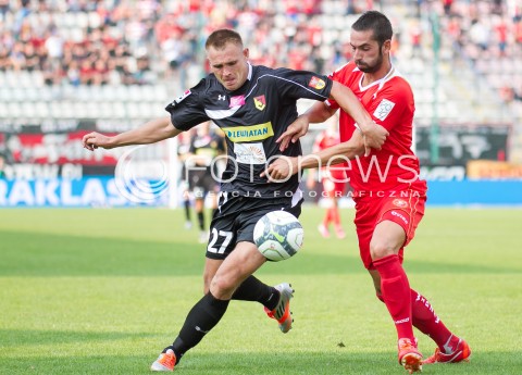  31.08.2013 LODZ PILKA NOZNA T-MOBILE EKSTRAKLASA SEZON 2013/2014 FOOTBALL POLISH EKSTRAKLASA SEASON WIDZEW LODZ -JAGIELLONIA BIALYSTOK N/Z PIATKOWSKI MATEUSZ DE AMO PEREZ JONATHAN  