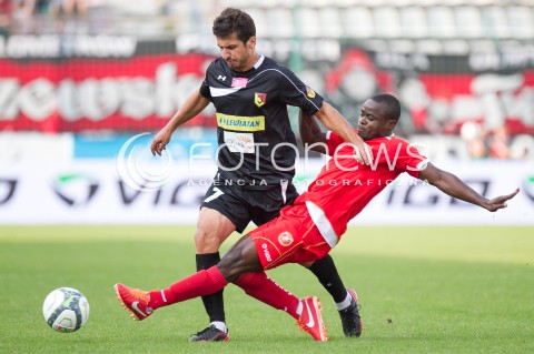  31.08.2013 LODZ PILKA NOZNA T-MOBILE EKSTRAKLASA SEZON 2013/2014 FOOTBALL POLISH EKSTRAKLASA SEASON WIDZEW LODZ -JAGIELLONIA BIALYSTOK N/Z GEORGE POPKHADZE PRINCEWILL OKACHI  