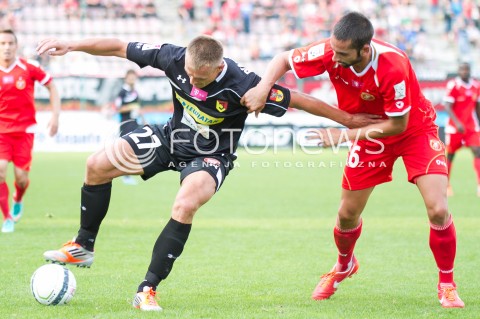  31.08.2013 LODZ PILKA NOZNA T-MOBILE EKSTRAKLASA SEZON 2013/2014 FOOTBALL POLISH EKSTRAKLASA SEASON WIDZEW LODZ -JAGIELLONIA BIALYSTOK N/Z MATEUSZ PIATKOWSKI JONATHAN PEREZ DE AMO  