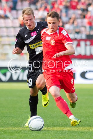  31.08.2013 LODZ PILKA NOZNA T-MOBILE EKSTRAKLASA SEZON 2013/2014 FOOTBALL POLISH EKSTRAKLASA SEASON WIDZEW LODZ -JAGIELLONIA BIALYSTOK N/Z BALAJ BEKIM  PATRYK STEPINSKI  