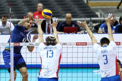  20.09.2013 GDANSK ERGO ARENA<br />SIATKOWKA MEZCZYZN<br />MISTRZOSTWA EUROPY W SIATKOWCE MEZCZYZN 2013 CEV VELUX<br />VOLLEYBALL EUROPEAN CHAMPIONSHIP MEN 2013 - FINAL ROUND <br />GRUPA B ( GROUP B )<br />FRANCJA - SLOWACJA ( FRANCE - SLOVIAKIA )<br />N/Z ANTONIN ROUZIER STEFAN JUNIOR CHRTIANSKY EMANUEL KOHUT <br /> 