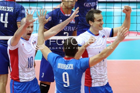  20.09.2013 GDANSK ERGO ARENA<br />SIATKOWKA MEZCZYZN<br />MISTRZOSTWA EUROPY W SIATKOWCE MEZCZYZN 2013 CEV VELUX<br />VOLLEYBALL EUROPEAN CHAMPIONSHIP MEN 2013 - FINAL ROUND <br />GRUPA B ( GROUP B )<br />FRANCJA - SLOWACJA ( FRANCE - SLOVIAKIA )<br />N/Z MARTIN NEMEC ROMAN ONDRUSEK OGURCAK FRANTISEK RADOSC EMOCJE <br /> 