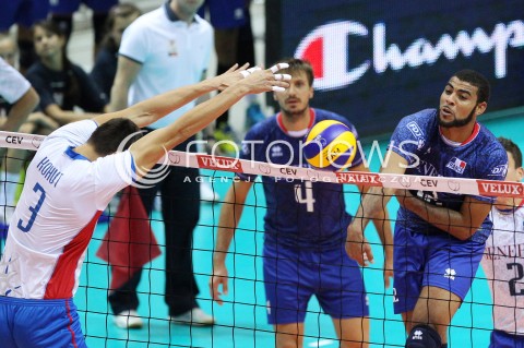 20.09.2013 GDANSK ERGO ARENA<br />SIATKOWKA MEZCZYZN<br />MISTRZOSTWA EUROPY W SIATKOWCE MEZCZYZN 2013 CEV VELUX<br />VOLLEYBALL EUROPEAN CHAMPIONSHIP MEN 2013 - FINAL ROUND <br />GRUPA B ( GROUP B )<br />FRANCJA - SLOWACJA ( FRANCE - SLOVIAKIA )<br />N/Z EMANUEL KOHUT ANTONIN ROUZIER EARVIN NGAPETH <br /> 