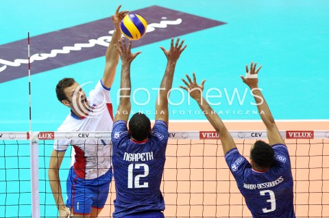  20.09.2013 GDANSK ERGO ARENA<br />SIATKOWKA MEZCZYZN<br />MISTRZOSTWA EUROPY W SIATKOWCE MEZCZYZN 2013 CEV VELUX<br />VOLLEYBALL EUROPEAN CHAMPIONSHIP MEN 2013 - FINAL ROUND <br />GRUPA B ( GROUP B )<br />FRANCJA - SLOWACJA ( FRANCE - SLOVIAKIA )<br />N/Z MILAN BENCZ EARVIN NGAPETH GERALD HARDY-DESSOURCES <br /> 