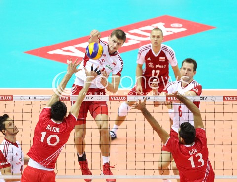  20.09.2013 GDANSK ERGO ARENA<br />SIATKOWKA MEZCZYZN<br />MISTRZOSTWA EUROPY W SIATKOWCE MEZCZYZN 2013 CEV VELUX<br />VOLLEYBALL EUROPEAN CHAMPIONSHIP MEN 2013 - FINAL ROUND <br />GRUPA B ( GROUP B )<br />POLSKA - TURCJA ( POLAND - TURKEY )<br />N/Z PIOTR NOWAKOWSKI BARTOSZ KUREK PAWEL ZATORSKI EMRE BATUR EMIN GOK <br /> 