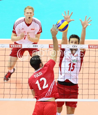  20.09.2013 GDANSK ERGO ARENA<br />SIATKOWKA MEZCZYZN<br />MISTRZOSTWA EUROPY W SIATKOWCE MEZCZYZN 2013 CEV VELUX<br />VOLLEYBALL EUROPEAN CHAMPIONSHIP MEN 2013 - FINAL ROUND <br />GRUPA B ( GROUP B )<br />POLSKA - TURCJA ( POLAND - TURKEY )<br />N/Z LUKASZ ZYGADLO JAKUB JAROSZ HALIL IBRAHIM YUCEL <br /> 