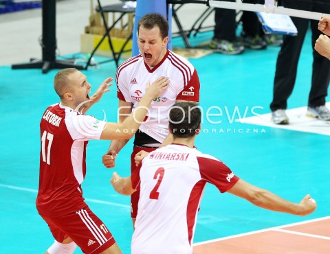  20.09.2013 GDANSK ERGO ARENA<br />SIATKOWKA MEZCZYZN<br />MISTRZOSTWA EUROPY W SIATKOWCE MEZCZYZN 2013 CEV VELUX<br />VOLLEYBALL EUROPEAN CHAMPIONSHIP MEN 2013 - FINAL ROUND <br />GRUPA B ( GROUP B )<br />POLSKA - TURCJA ( POLAND - TURKEY )<br />N/Z JAKUB JAROSZ MICHAL WINIARSKI PAWEL ZATORSKI RADOSC EMOCJE <br /> 