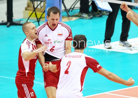  20.09.2013 GDANSK ERGO ARENA<br />SIATKOWKA MEZCZYZN<br />MISTRZOSTWA EUROPY W SIATKOWCE MEZCZYZN 2013 CEV VELUX<br />VOLLEYBALL EUROPEAN CHAMPIONSHIP MEN 2013 - FINAL ROUND <br />GRUPA B ( GROUP B )<br />POLSKA - TURCJA ( POLAND - TURKEY )<br />N/Z JAKUB JAROSZ MICHAL WINIARSKI PAWEL ZATORSKI RADOSC EMOCJE <br /> 