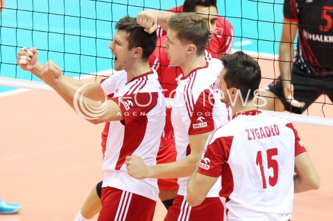  20.09.2013 GDANSK ERGO ARENA<br />SIATKOWKA MEZCZYZN<br />MISTRZOSTWA EUROPY W SIATKOWCE MEZCZYZN 2013 CEV VELUX<br />VOLLEYBALL EUROPEAN CHAMPIONSHIP MEN 2013 - FINAL ROUND <br />GRUPA B ( GROUP B )<br />POLSKA - TURCJA ( POLAND - TURKEY )<br />N/Z MICHAL WINIARSKI LUKASZ ZYGADLO PIOTR NOWAKOWSKI RADOSC EMOCJE <br /> 