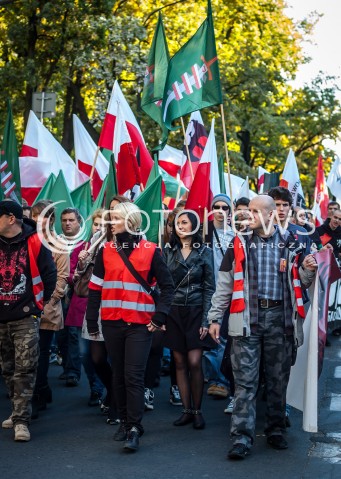  21.09.2013 WARSZAWA MARSZ NARODOWYCH SIL ZBROJNYCH W WARSZAWIE  W 71 ROCZNICE POWSTANIA NSZ N/Z UCZESTNICY ONR  