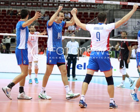  21.09.2013 GDANSK ERGO ARENA<br />SIATKOWKA MEZCZYZN<br />MISTRZOSTWA EUROPY W SIATKOWCE MEZCZYZN 2013 CEV VELUX<br />VOLLEYBALL EUROPEAN CHAMPIONSHIP MEN 2013 - FINAL ROUND <br />GRUPA B ( GROUP B )<br />SLOWACJA - TURCJA ( SLOVAKIA - TURKEY )<br />N/Z MATEJ PATAK TOMAS KMET ROMAN ONDRUSEK RADOSC EMOCJE <br /> 